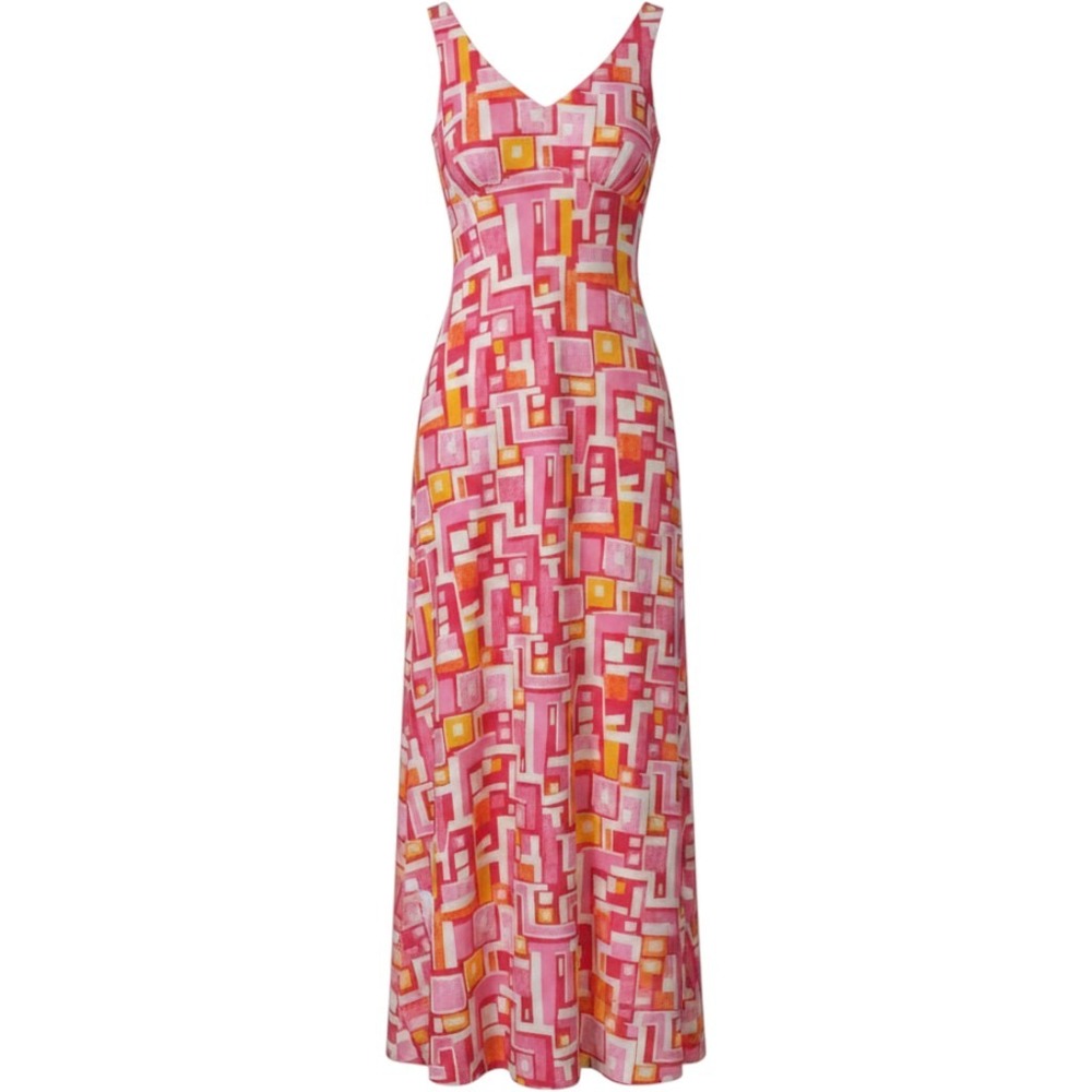 J McLaughlin Maxi Dress XS Pink Catalina‎ Cloth V-Neck Empire Summer Party Mod